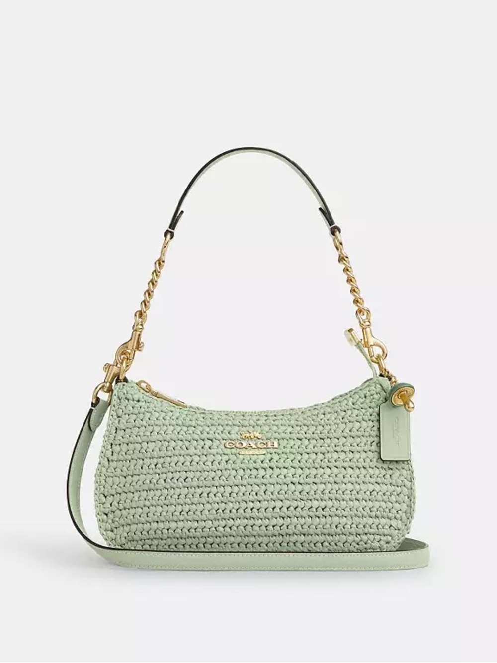 Coach pistachio straw Teri with mushroom charm nwot